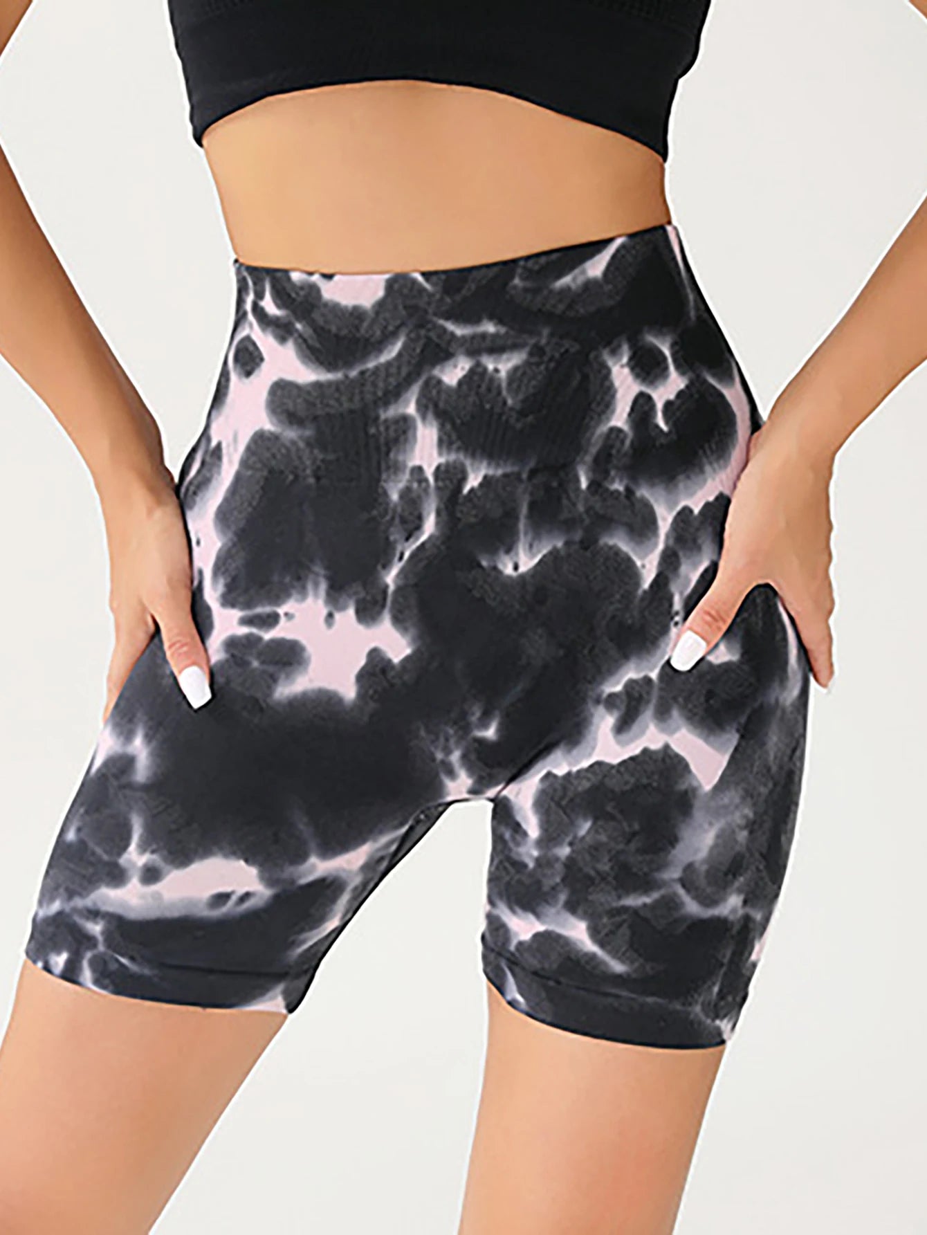Us Local Women's Tie Dye Spring Summer Fitness Yoga Gym Shorts Three Points High Waist Yoga Shorts