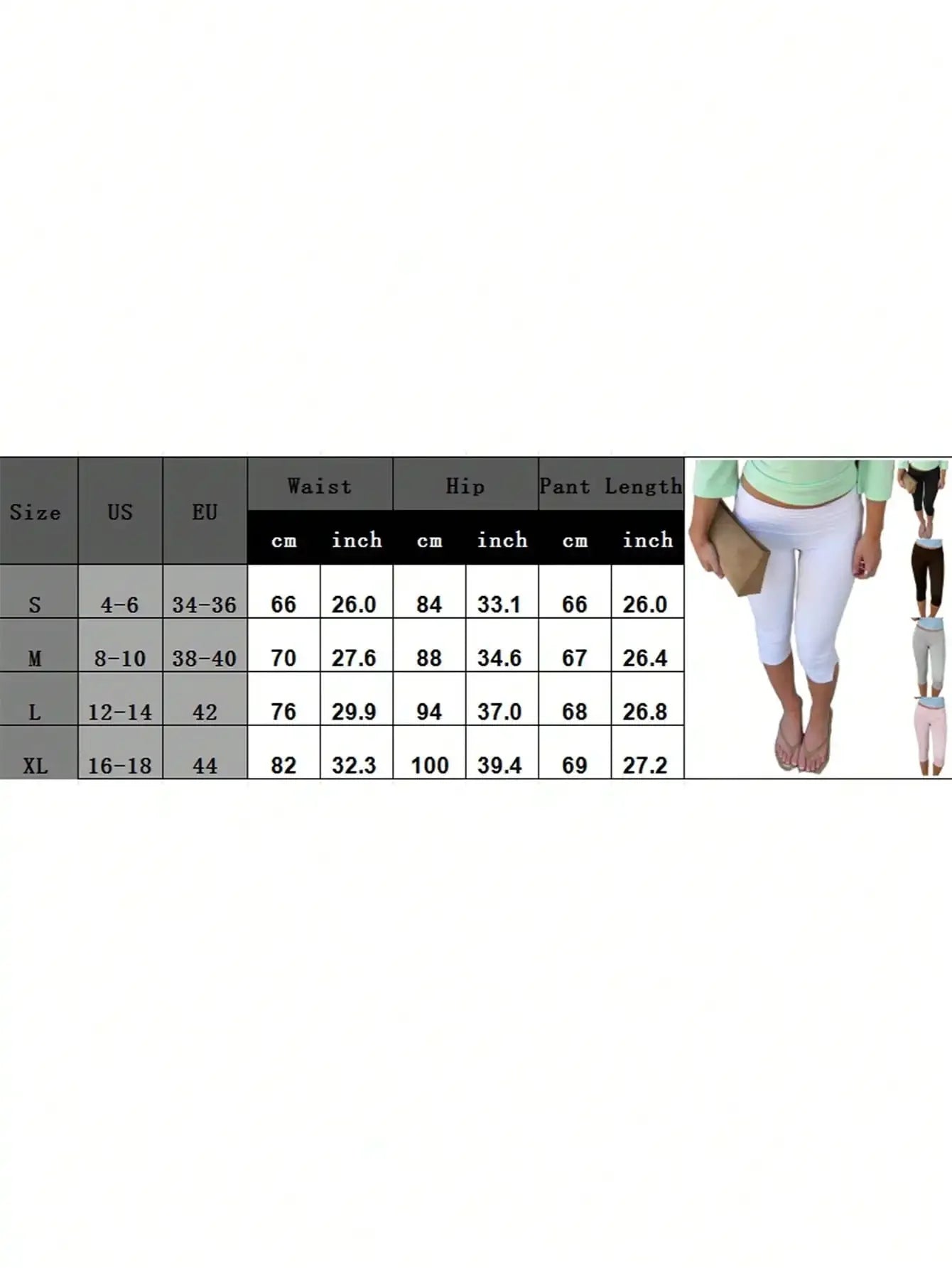 Women Y2K Low Waist White Capri Leggings With Utility Pockets