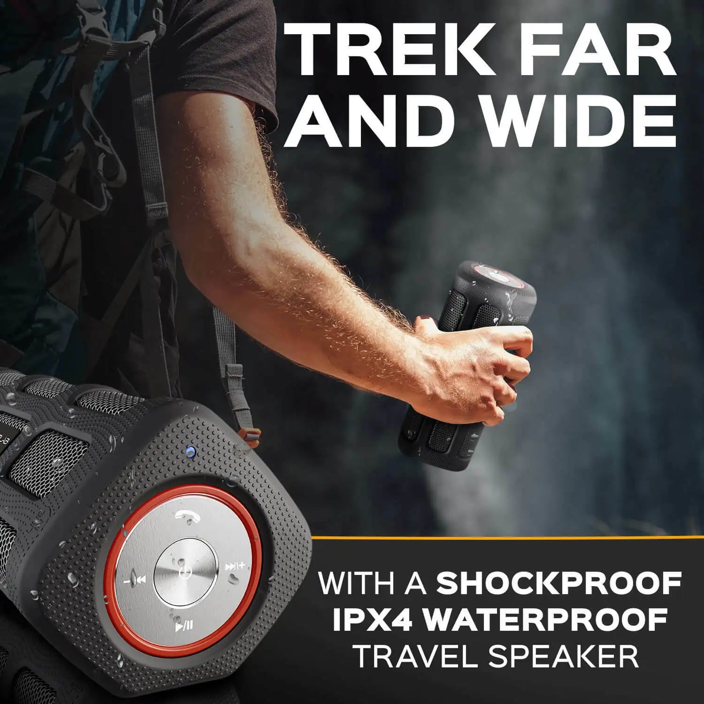 TREBLAB FX100 Bluetooth Portable Wireless Speaker Rugged Outdoors w/ Power Bank