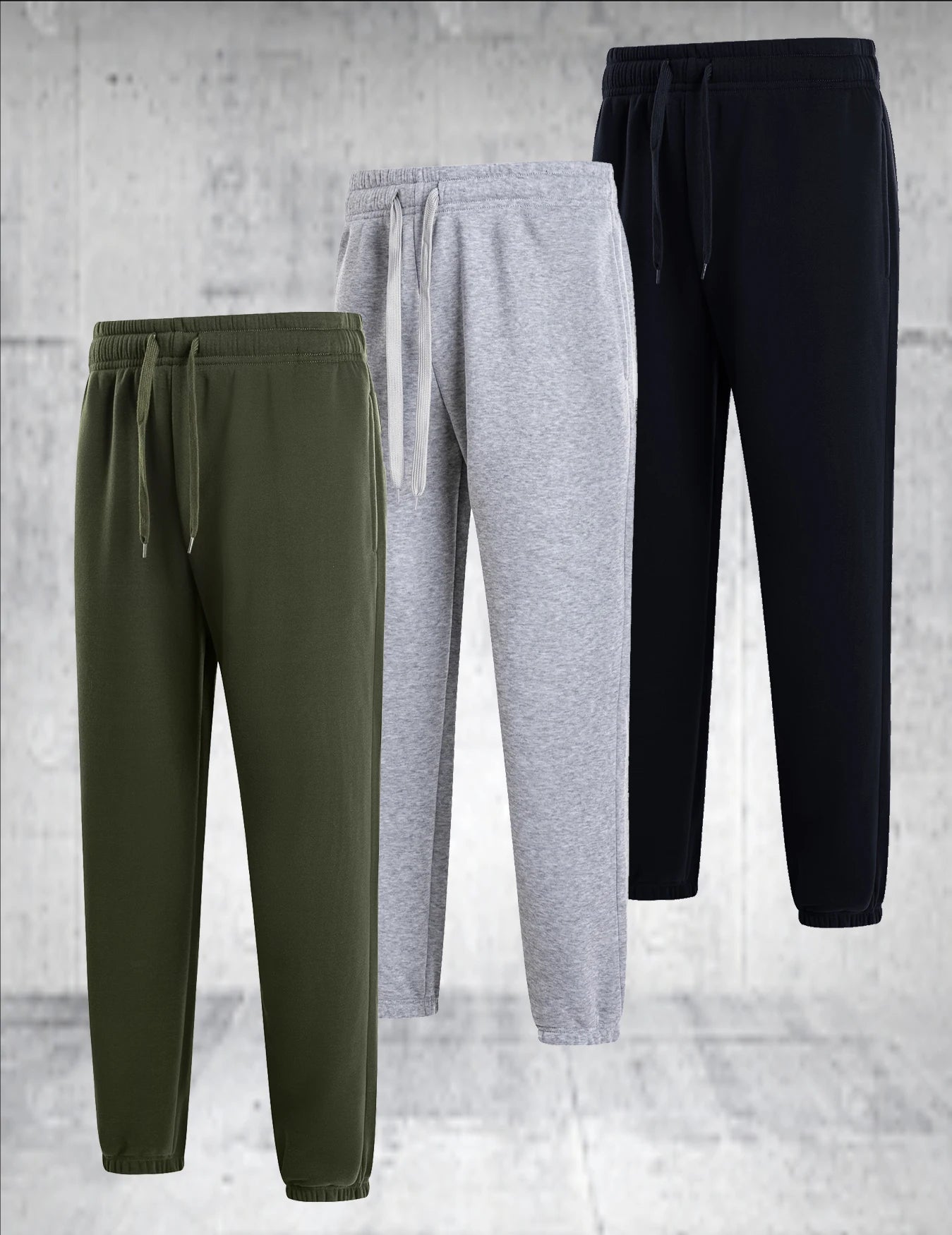 3 Pieces Of Mens Solid Color Casual Sports Pants Breathable Lightweight Suitable For Daily Wear