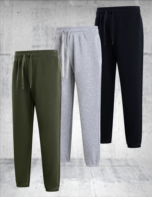 3 Pieces Of Mens Solid Color Casual Sports Pants Breathable Lightweight Suitable For Daily Wear