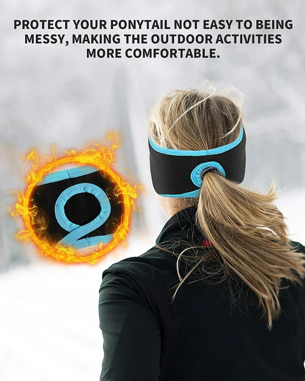 Winter Fleece Ponytail Headband Earmuffs for Running Yoga Skiing Cycling Ear Muffs Skiing Outdoor Sports Ear Warmer Sweatband