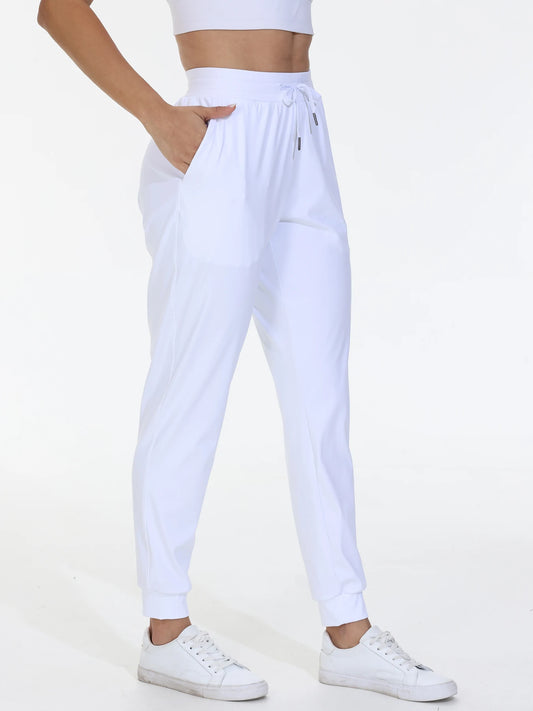 Fitness Jogging Pants Women's High Belt Pocket Drawstring Elastic Waist Yoga Pants Gym Exercise Sportswear Light and Comfortable