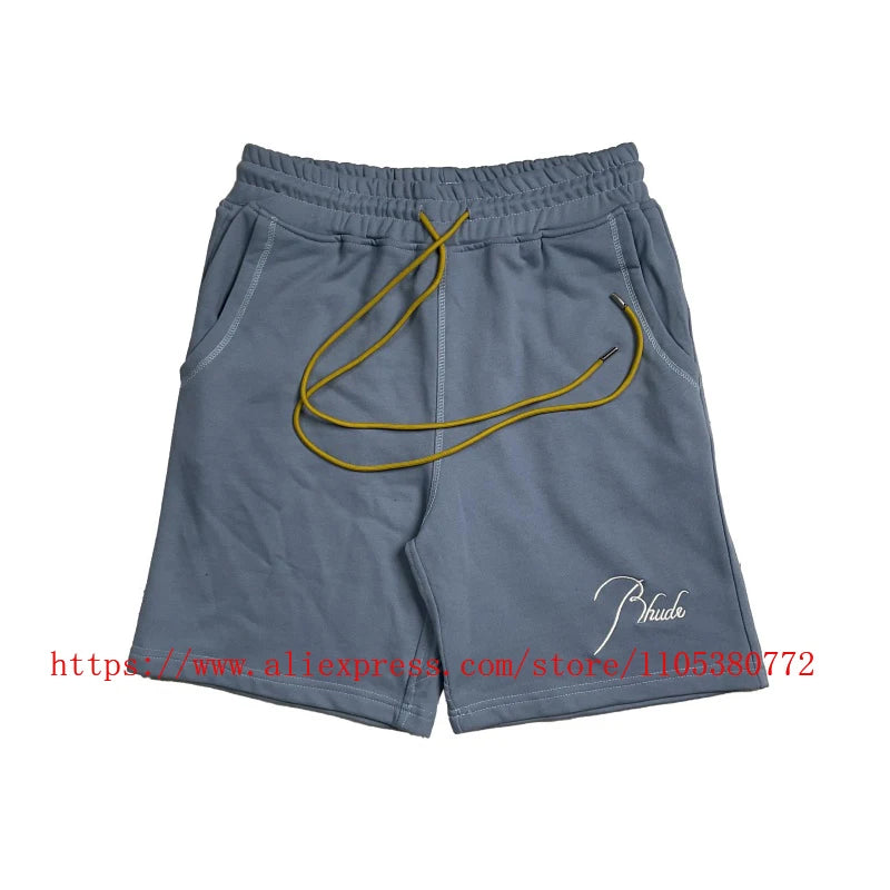 Mens Casual Knit Summer Beach Shorts With Elastic Waist Drawstring
