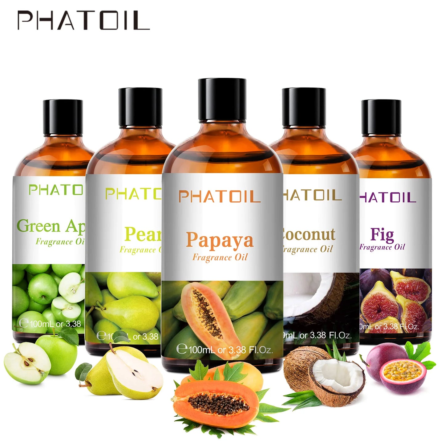 PHATOIL 100ML Coconut Peach Blueberry Mango Fragrance Oil Apple Banana Grape Lemon Aroma Oil for Oil Diffuser Soap Candle Making