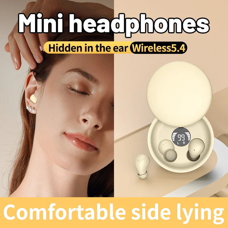 SK26 Bluetooth 5.4 Wireless Earphones Small Earbuds Sleeping Sport Invisible Headphones Bass Sound Quality Headset Sliding Cover