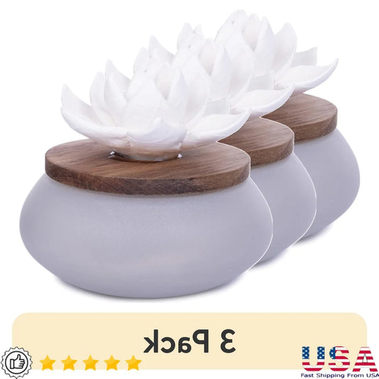 3 Pack Wicking Ceramic Flower Diffuser Aromatherapy Essential Oil Fragrance Home Decor No Water Needed Custom Blends Air