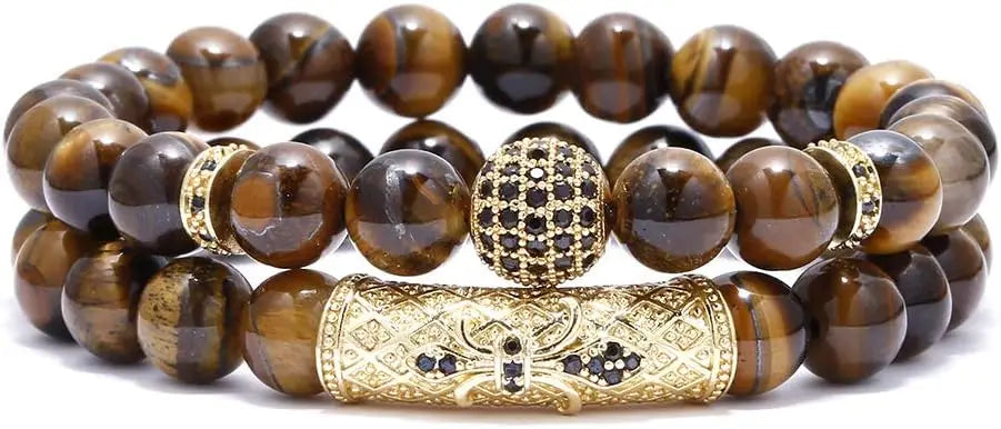 8mm Tiger Eye Stone Beads Bracelet Elastic Natural Stone Yoga Bracelet for Women Men