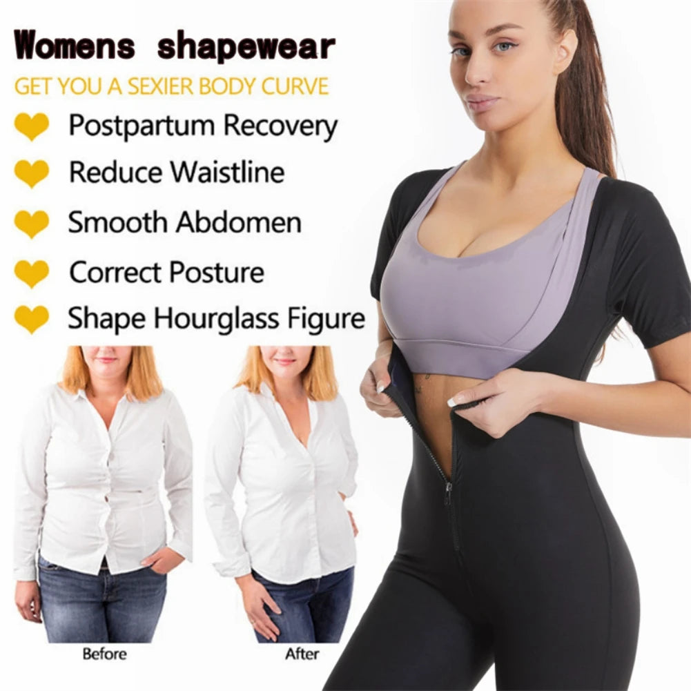 3-In-One Zipper Body Shaping Sauna Suit for Women Sweatshirt and Running Fitness Sweat Absorption Workout Suit