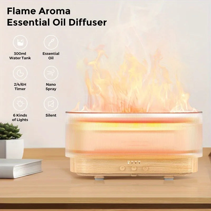 SEJOY 300ml Humidifier for Office Home Flame Aromatherapy Humidifier Ultrasonic Technology Essential Oil Aromatherapy Diffuser