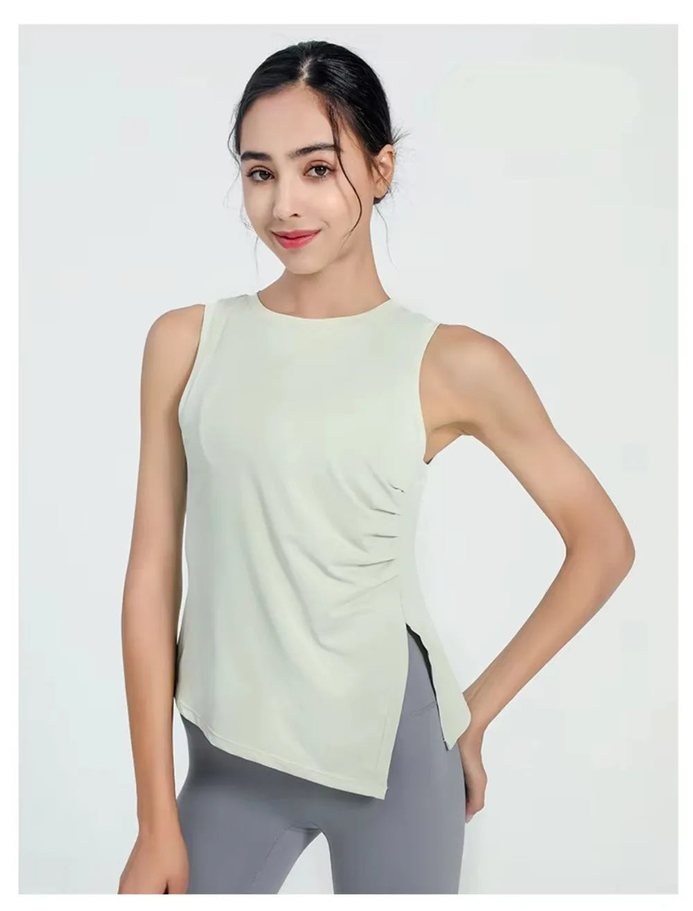 Slit Women's Sports Vest High Stretchy Yoga Pilates Cropped Vest Top for Fitness  Workout BreathableTank Top Female Sportswear