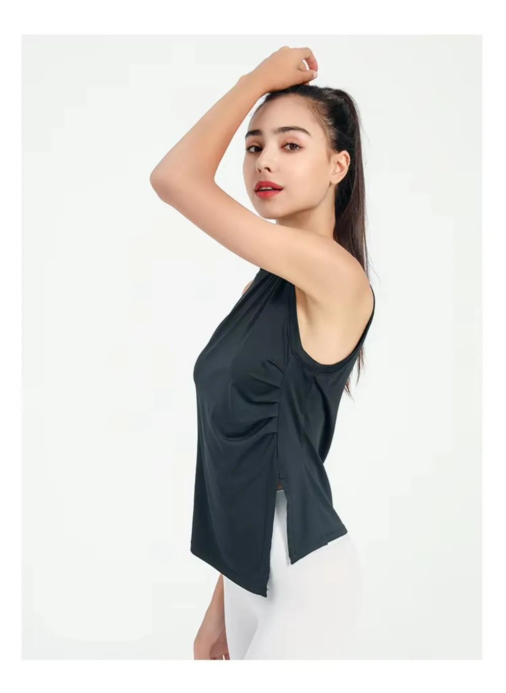 Slit Women's Sports Vest High Stretchy Yoga Pilates Cropped Vest Top for Fitness  Workout BreathableTank Top Female Sportswear