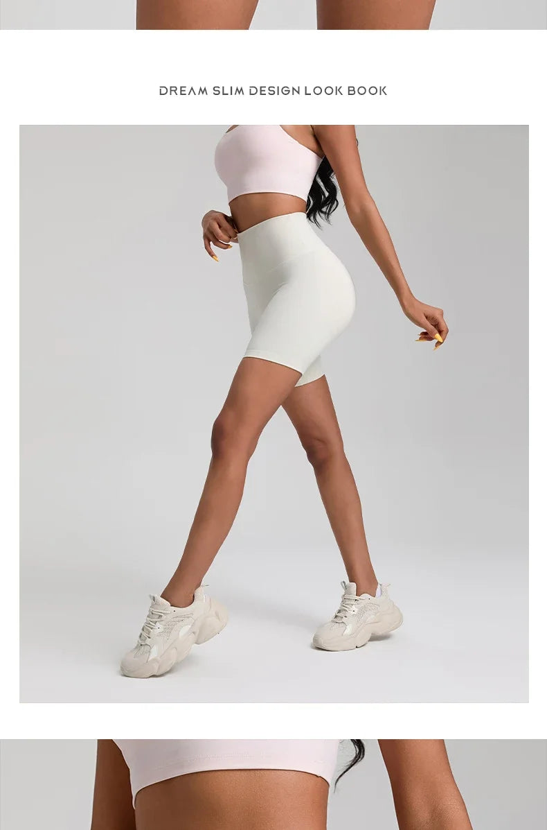 Solid Color High Waist Yoga Short Leg Cycling Women Fitness Sports Short Comprehensive Training Jog Squat Proof Internal Pocket