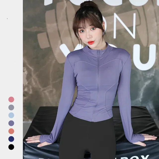 Womens Thumb Jackets 2024 Long Sleeve Quick-Dry Sports Coat