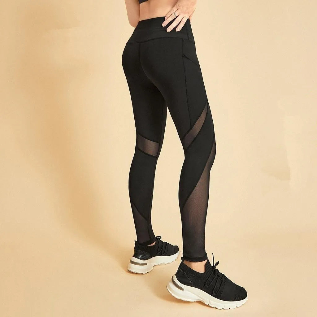 Butt Lifting Slimming Training Yoga Wrinkle-resistant Contrast Mesh Women Sports Legging