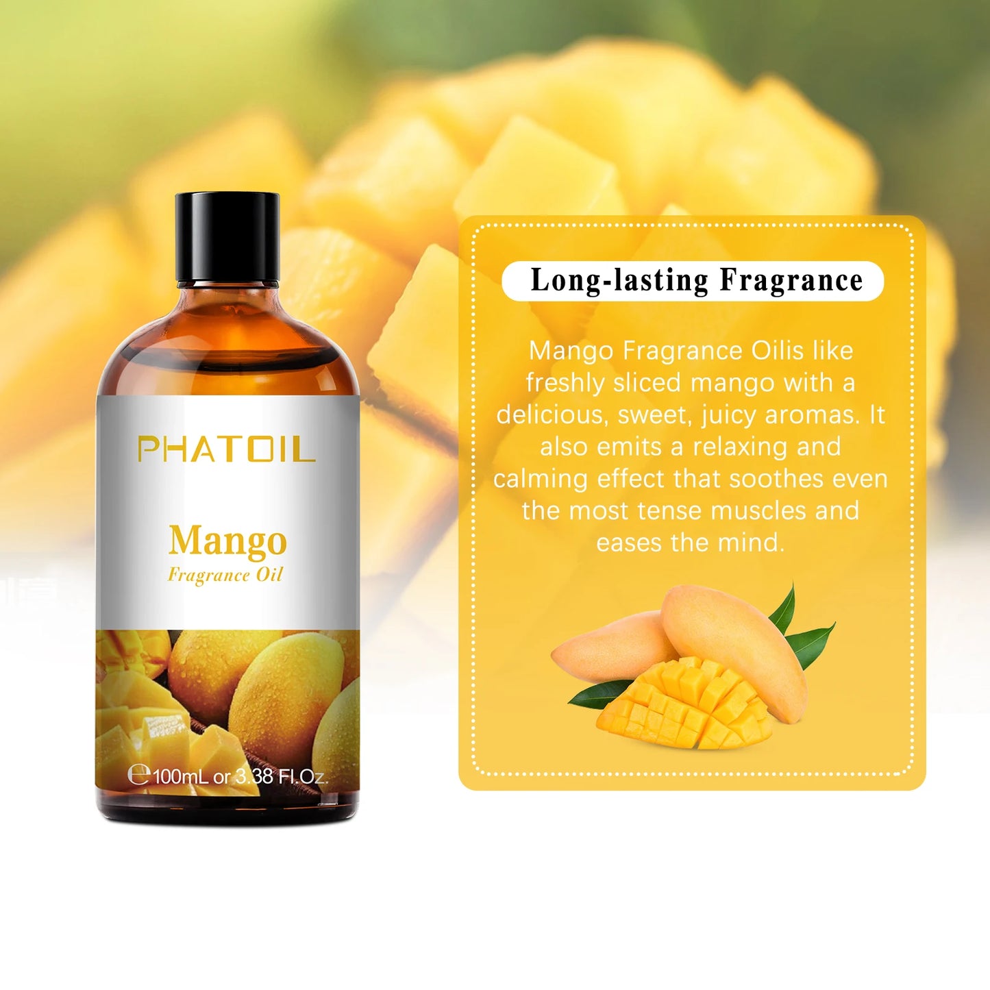 PHATOIL 100ML Coconut Peach Blueberry Mango Fragrance Oil Apple Banana Grape Lemon Aroma Oil for Oil Diffuser Soap Candle Making