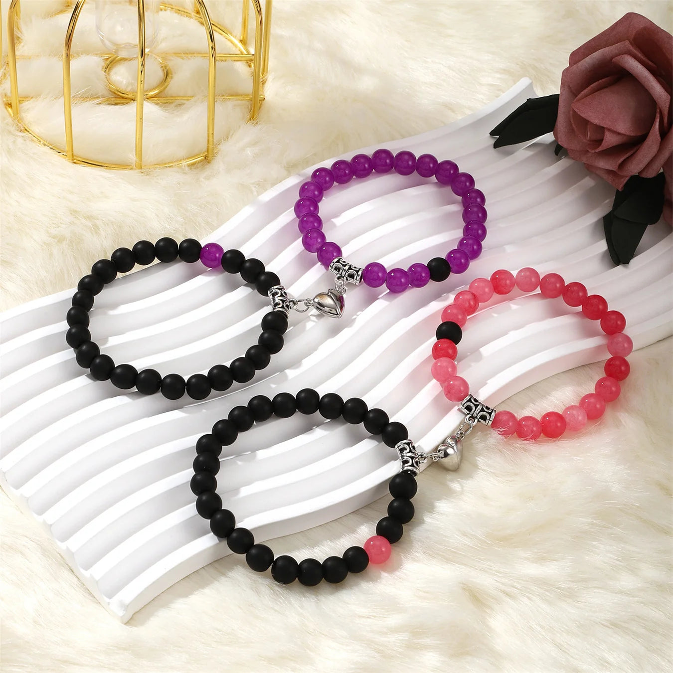 4Pcs Natural Stone Bracelet Lover Bracelets, BFF Bracelets  Fashion Beaded Bracelets