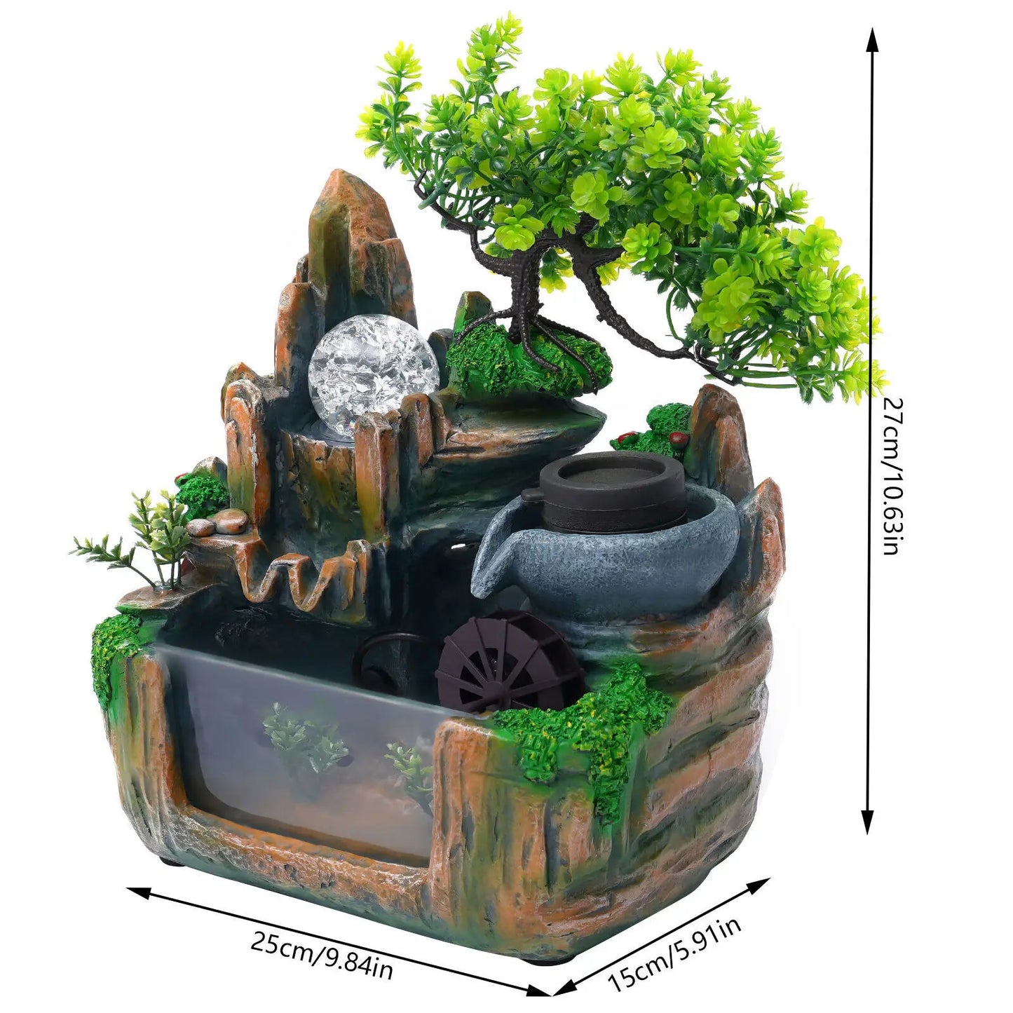 Bonsai Tree Rock Water Fountains Indoor Tabletop Waterfall