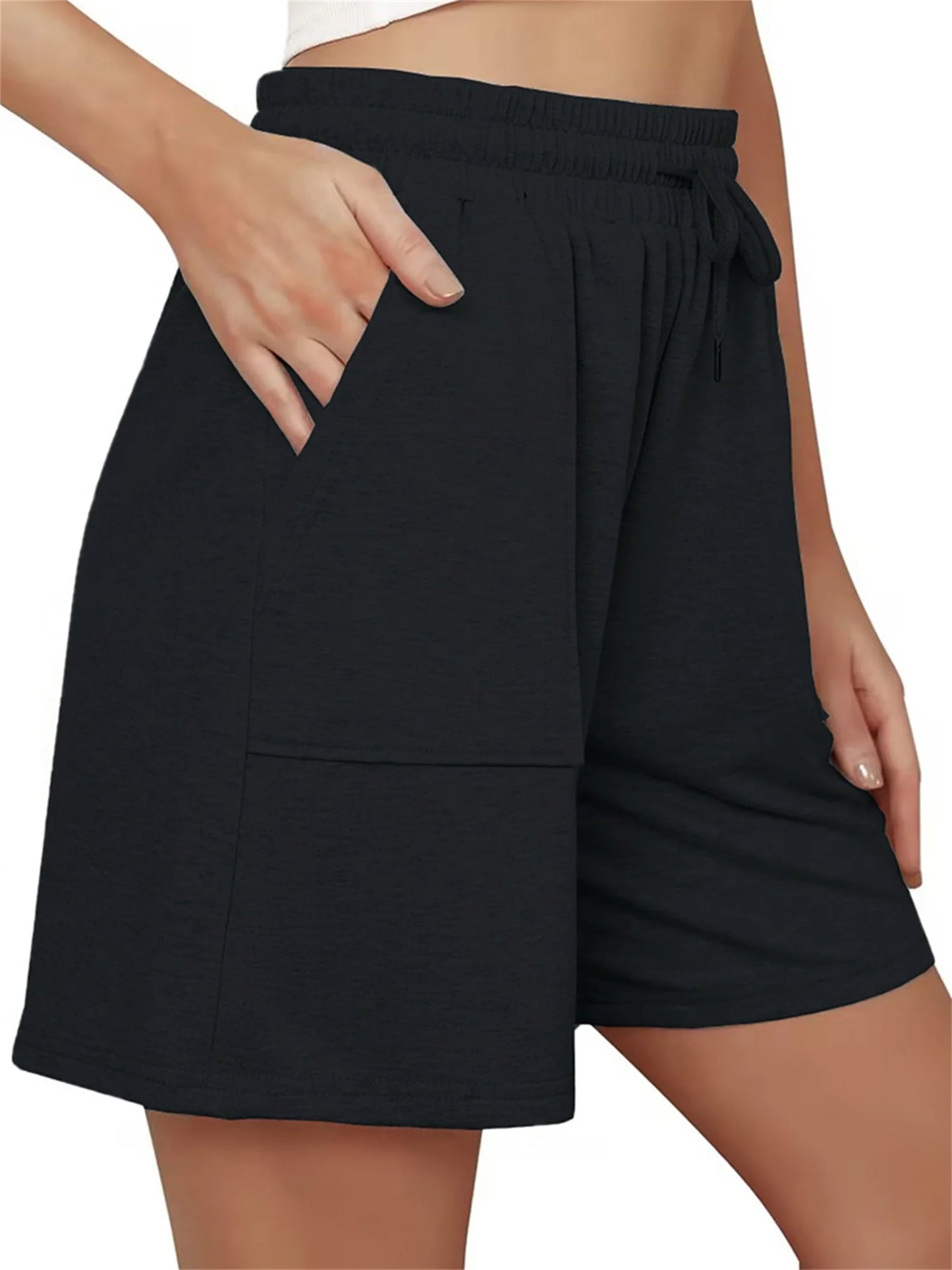 Womens High Waist Yoga Shorts Quick Dry Compression Workout Shorts with Pockets Breathable Running Gym Shorts