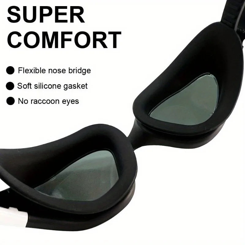 Professional Adult's Anti-fog UV Protection Lens For Men & Women, Swimming Goggles Waterproof Adjustable Silicone Swim Glasses