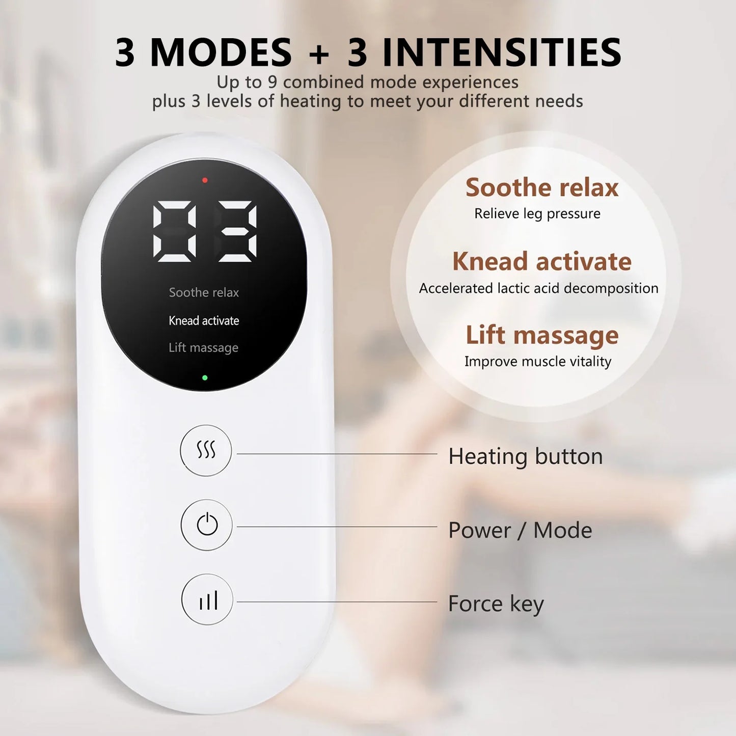 Smart Heating Leg Massage Machine Air Compression USB Rechargeable Wireless Leg Massager