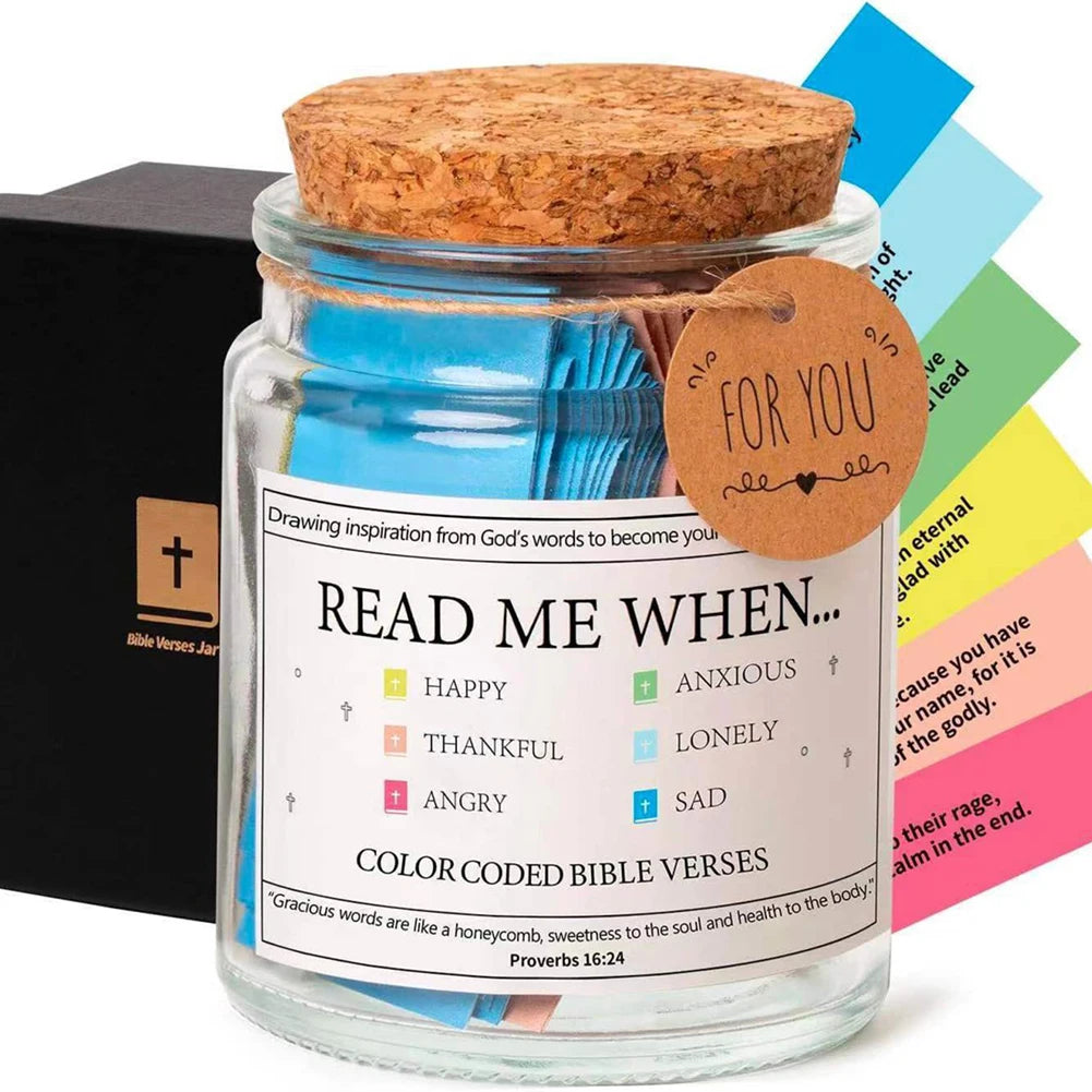 Bible Verses in A Jar Christian Scripture Color Coded Request Cards Scripture Jar for Daily Reflection Gift for Christian Church