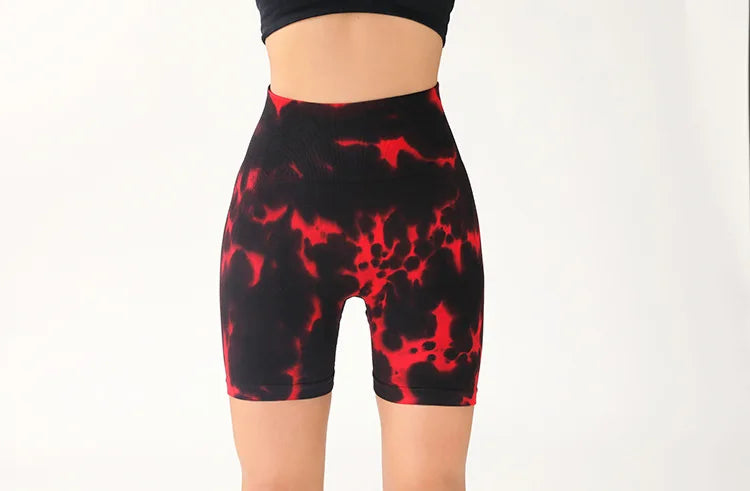 Us Local Women's Tie Dye Spring Summer Fitness Yoga Gym Shorts Three Points High Waist Yoga Shorts