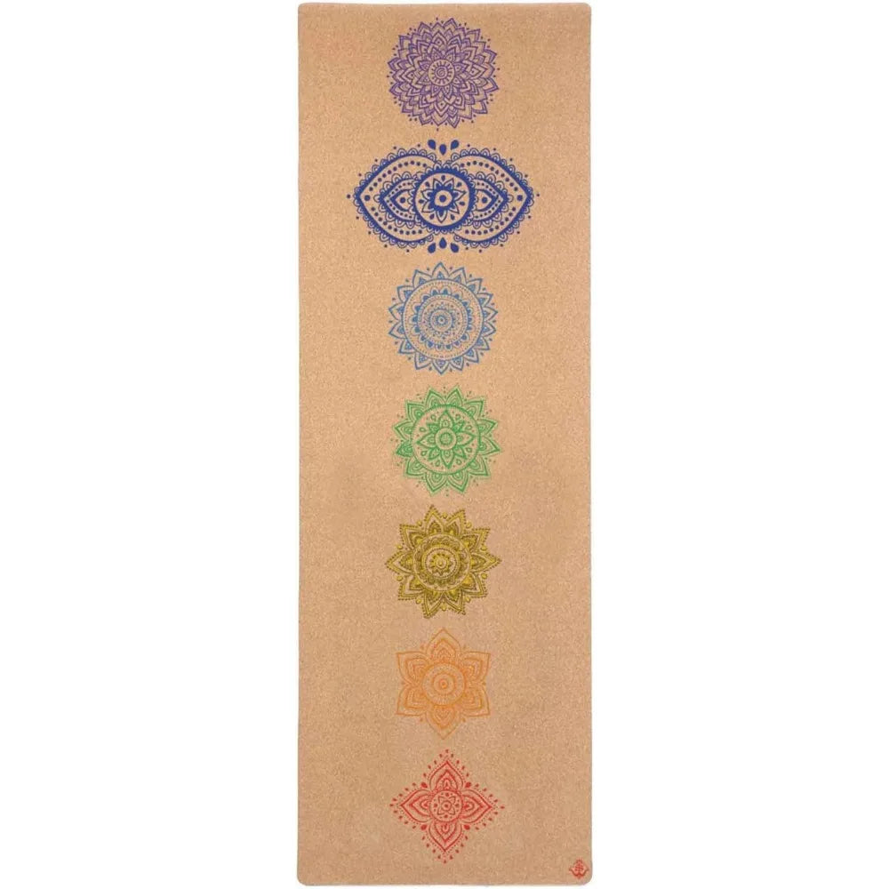 Chakra Cork Yoga Mat - Extra Long & Wide, Non Slip, Non Toxic, Great for Yoga, Pilates & Workout (84 x 27 x 2mm Thick)