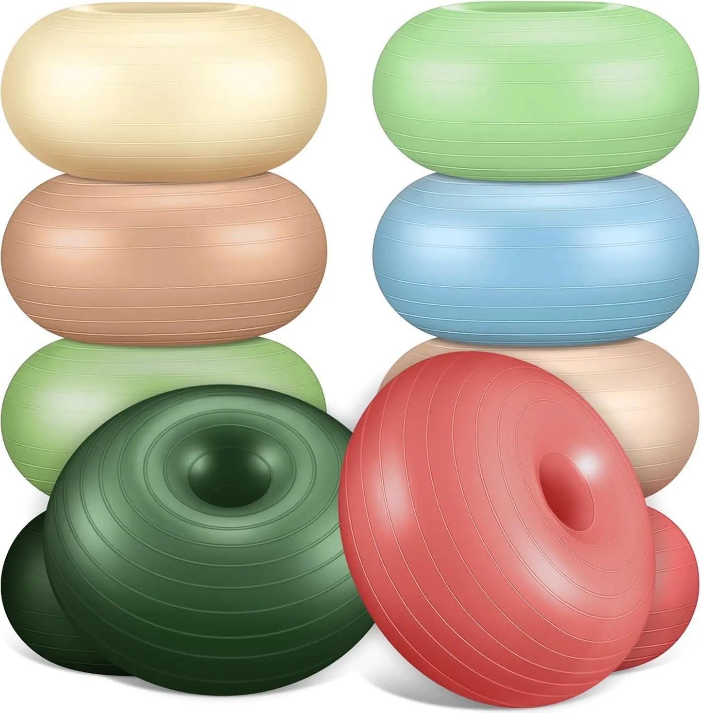 8 Pcs Flexible Seating for Classroom Inflatable Yoga Ball Chairs with Pump Donut Exercise Ball Chair Cushion Seat for Office Bal
