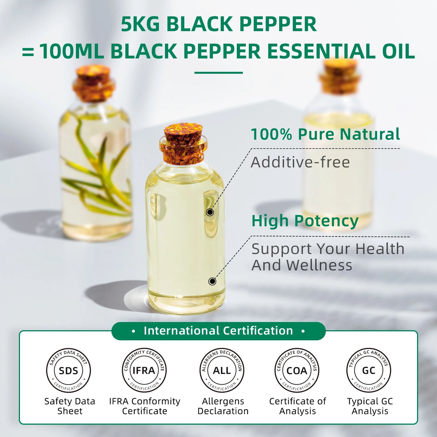 100ML Black Pepper Essential Oils, HIQILI 100% Pure Spice OIil Used for Diffuser, Humidifer, Relieving Stress, Making candles
