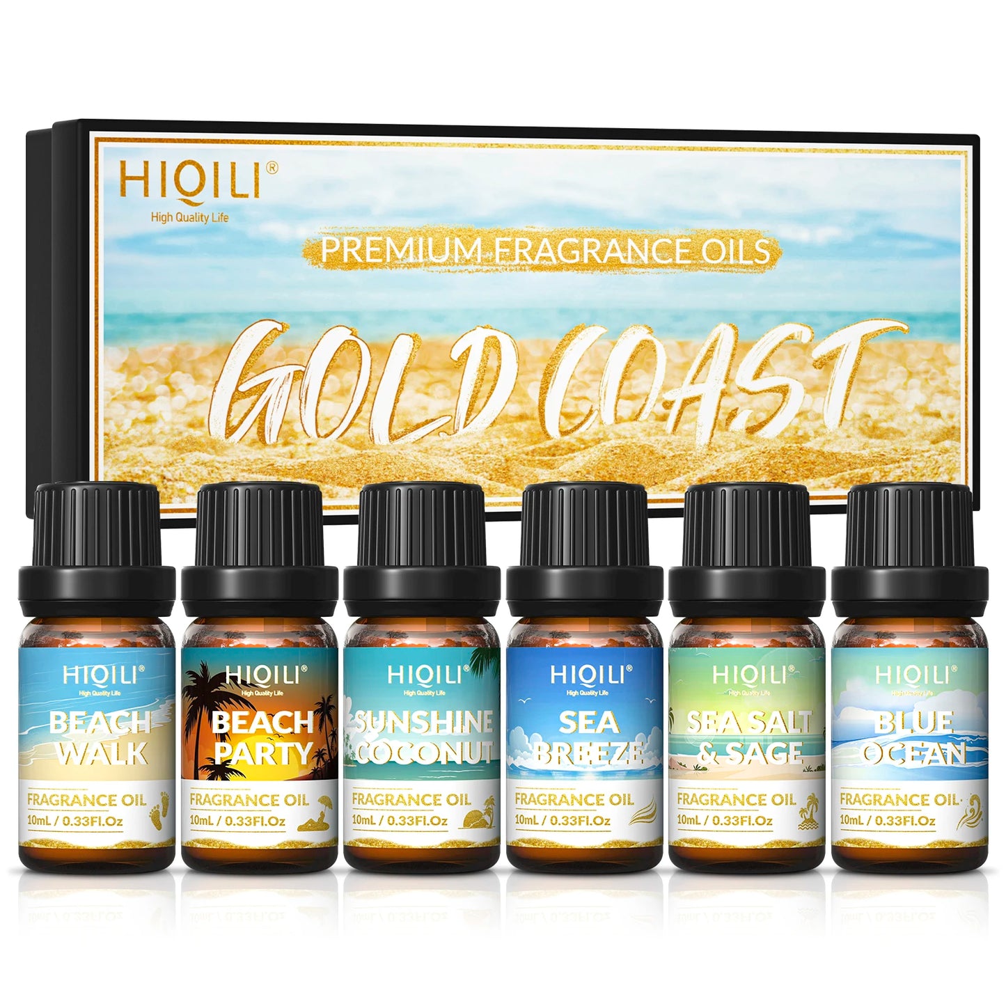 HIQILI Fragrance Oil Set, 6 PCS*10mL Pure Perfume Oil Set for Gift Aromatherapy Diffuser DIY Perfume Candle Soap Making