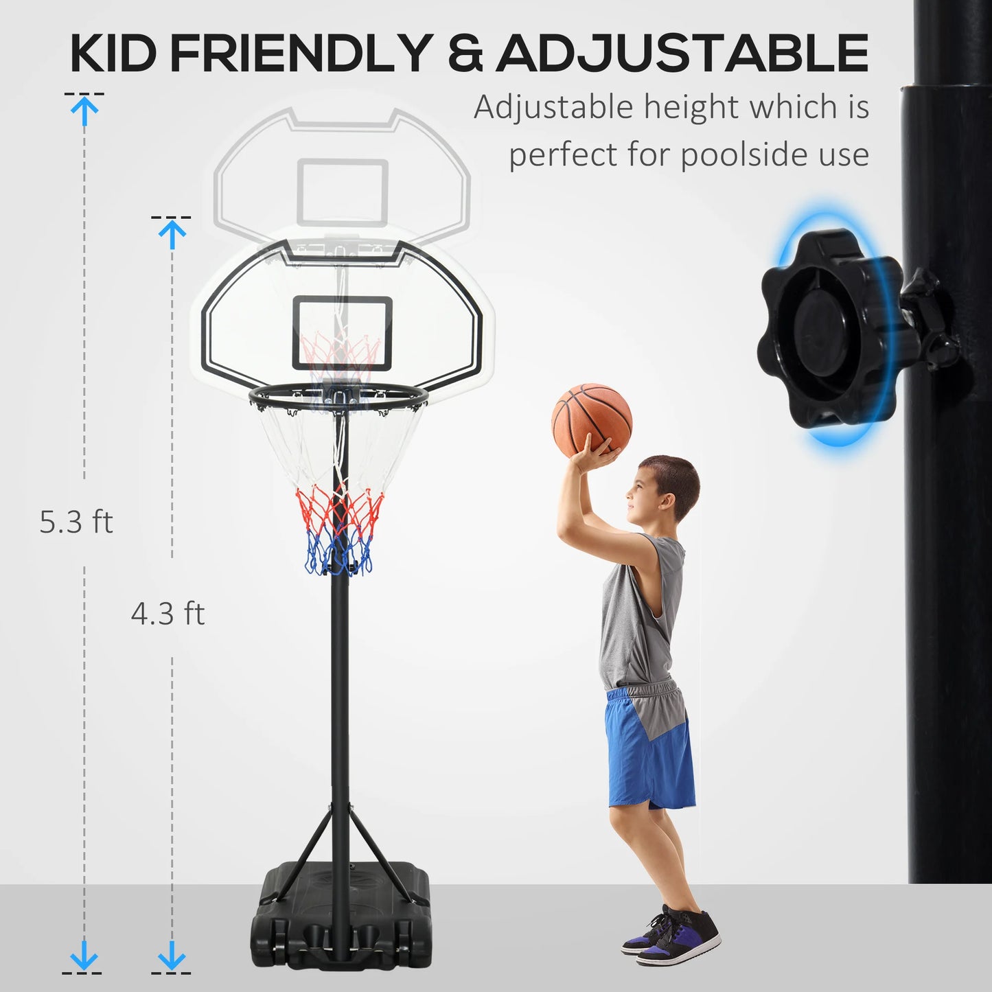 Outdoor Basketball Hoop System Adjustable Pool Water Sport Game Play