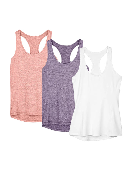 3 Pcs Women Sport Tank Tops Loose Yoga Quick Dry Shirt