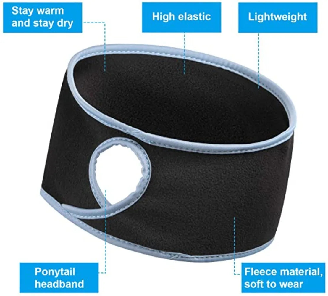 Winter Fleece Ponytail Headband Earmuffs for Running Yoga Skiing Cycling Ear Muffs Skiing Outdoor Sports Ear Warmer Sweatband