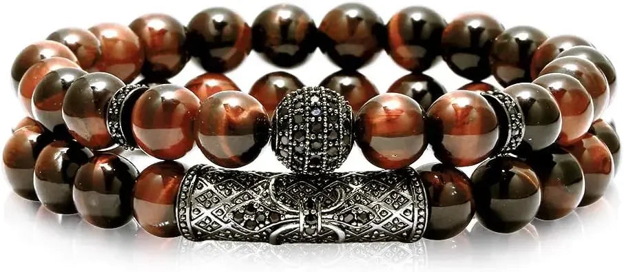 8mm Tiger Eye Stone Beads Bracelet Elastic Natural Stone Yoga Bracelet for Women Men