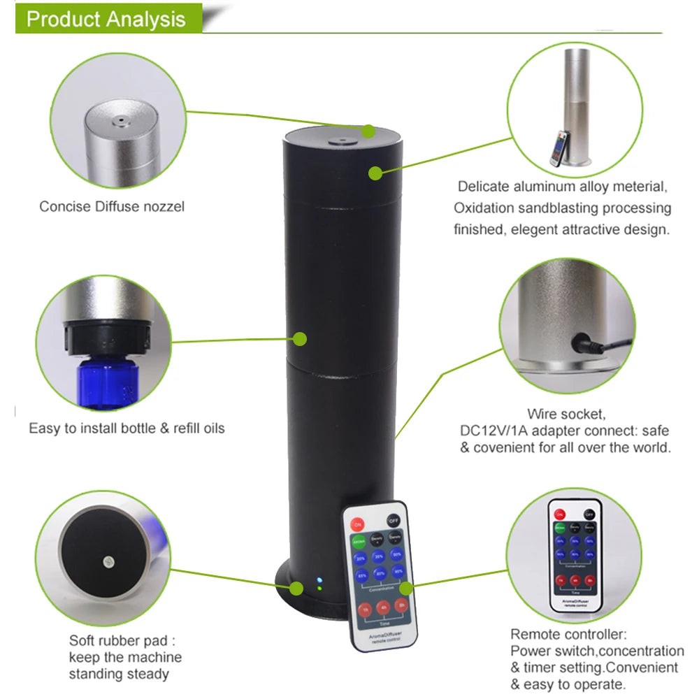 Aroma Diffuser 360 Scents Column Perfume Air Purifier Metal Material 120ML Capacity Mini Pro Scent Freshener