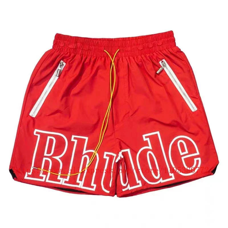 Mens Casual Knit Summer Beach Shorts With Elastic Waist Drawstring
