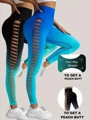 2 Pack US Local Women’s Gradient Hollow Out Yoga Pants