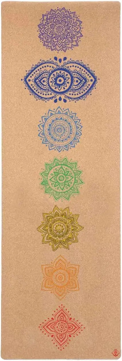 Chakra Cork Yoga Mat - Extra Long & Wide, Non Slip, Non Toxic, Great for Yoga, Pilates & Workout (84 x 27 x 2mm Thick)