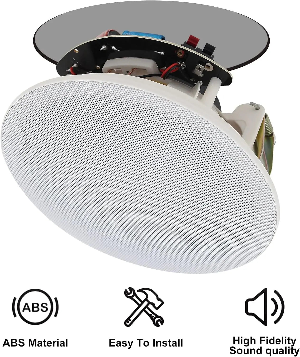Herdio 6.5'' 4PCS Bluetooth In Ceiling Speakers 600W 2-Way Flush Mount Speakers System With Wall Amplifier Receiver For Bathroom
