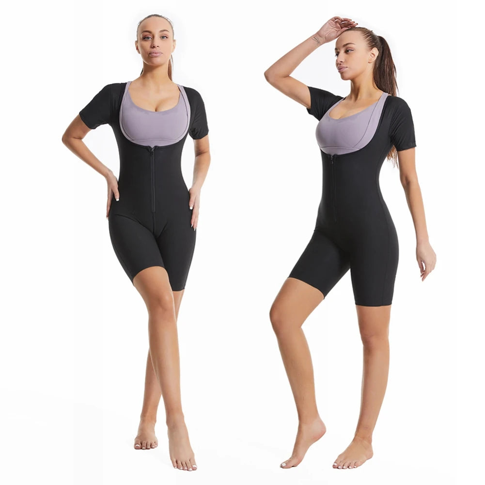 3-In-One Zipper Body Shaping Sauna Suit for Women Sweatshirt and Running Fitness Sweat Absorption Workout Suit