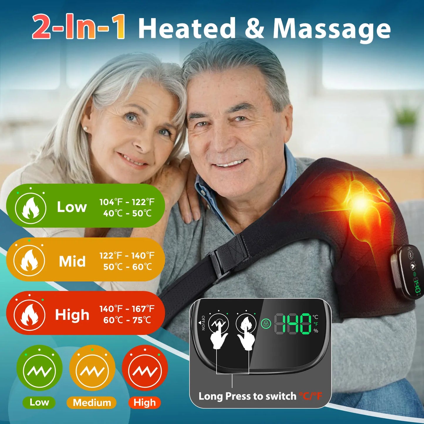 Electric Heating Shoulder Massager Brace for Arthritis Pain Relief