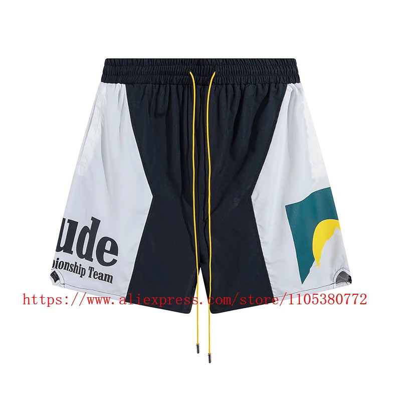 Mens Casual Knit Summer Beach Shorts With Elastic Waist Drawstring