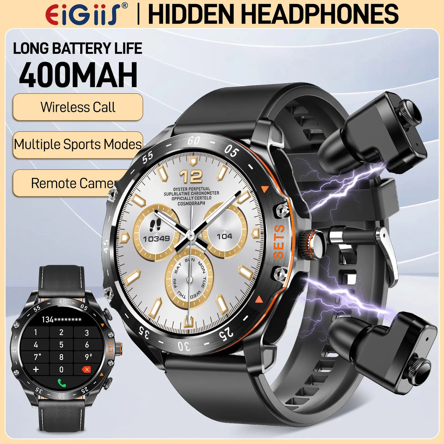 LaNikar New Smart Watches for Men with Earbuds Inside