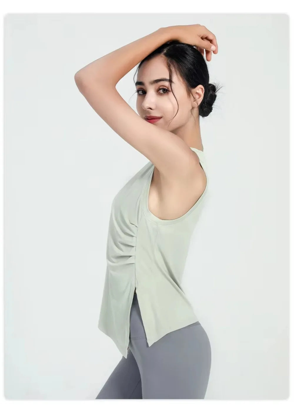 Slit Women's Sports Vest High Stretchy Yoga Pilates Cropped Vest Top for Fitness  Workout BreathableTank Top Female Sportswear