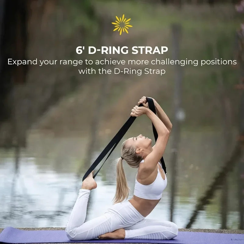 Sunshine Yoga 6-Pack Restorative Kit, 1 Bolster (24"  12"  6"), 2 Blocks (4"  6" 9"),1 6ft D-Ring Strap