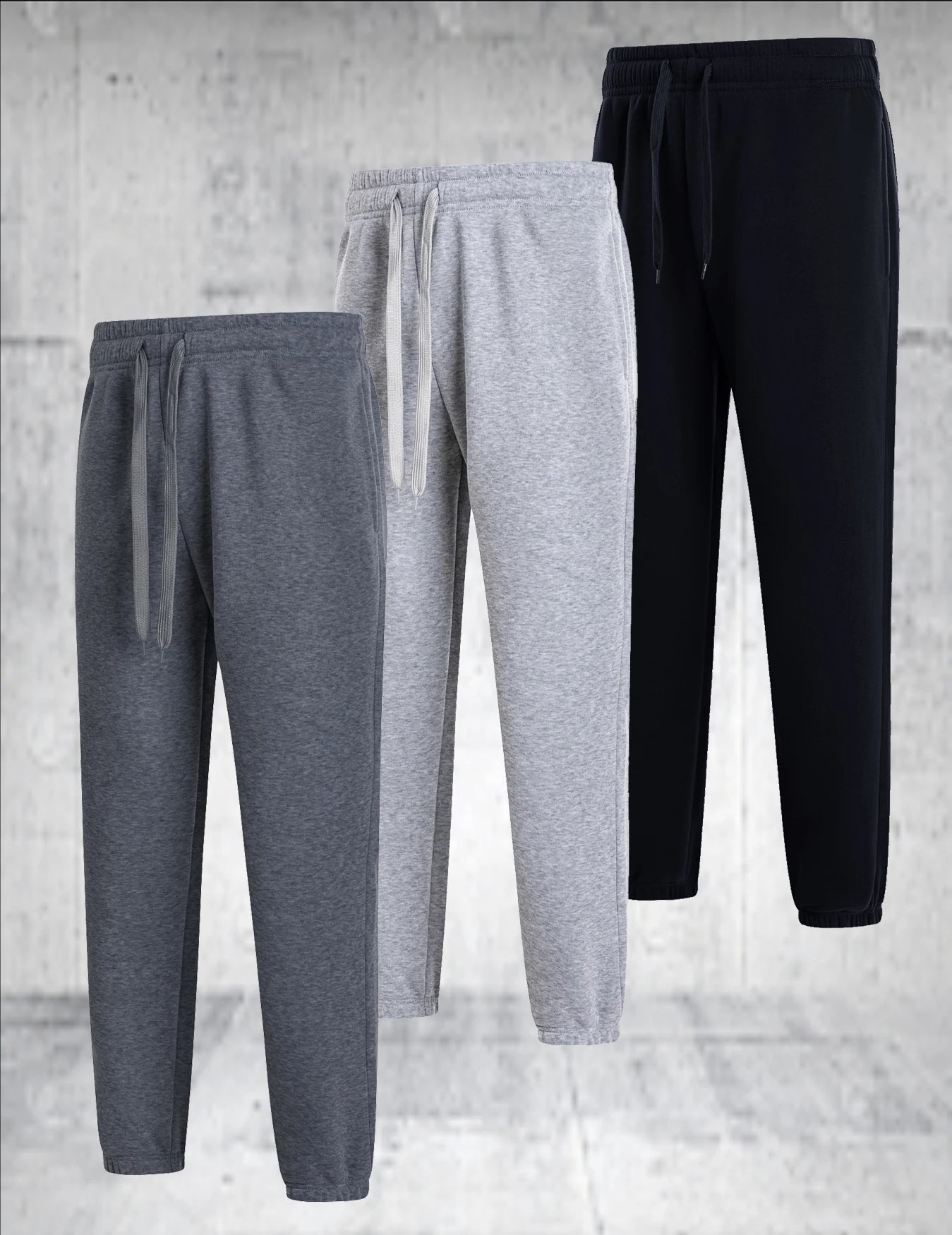3 Pieces Of Mens Solid Color Casual Sports Pants Breathable Lightweight Suitable For Daily Wear