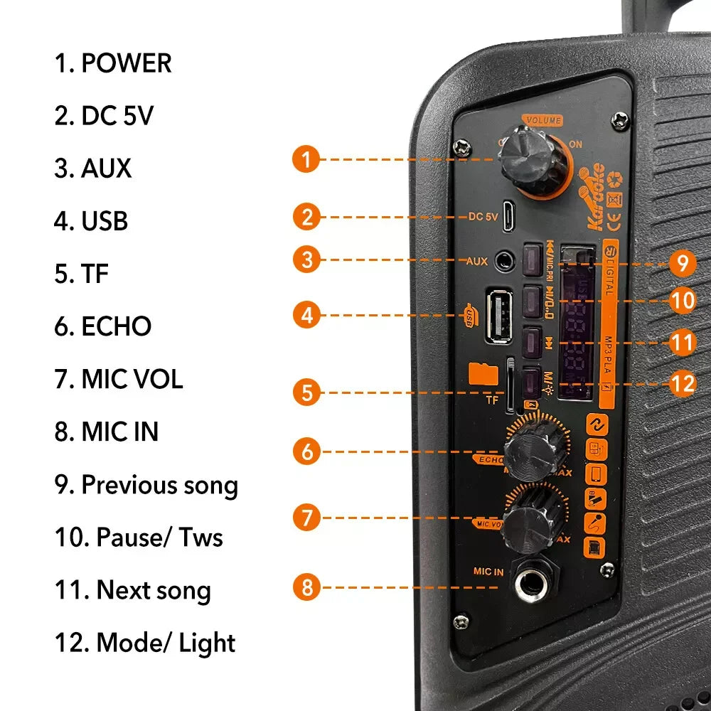 2000W Portable Bluetooth Speaker Sub woofer Heavy Bass Sound System Party+Remote