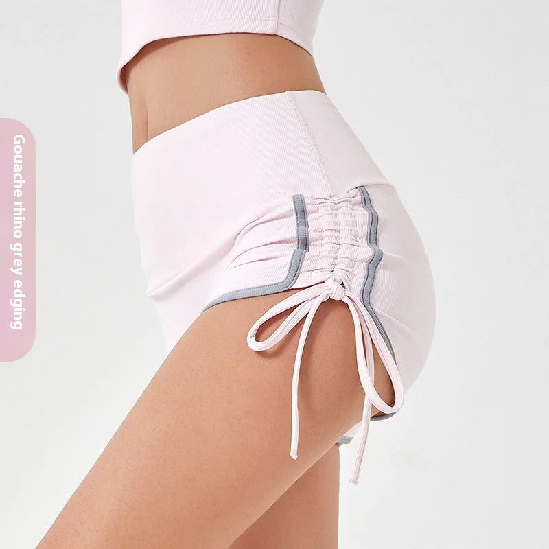 Women's Thin Drawstring Sports Yoga Shorts High Elastic Fitness