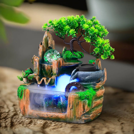 Bonsai Tree Rock Water Fountains Indoor Tabletop Waterfall